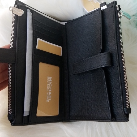 Michael Kors Jet Set Double Zip PVC Black Wristlet - Picture 4 of 7